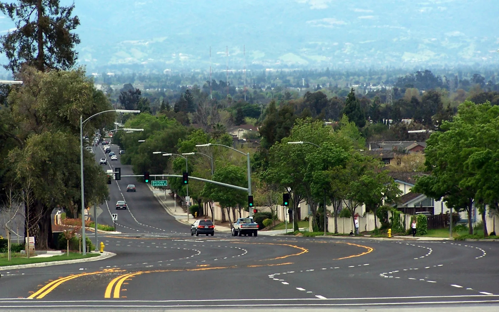Street view looking out over the Santa Clara Valley toward Silicon Valley in San Jose
